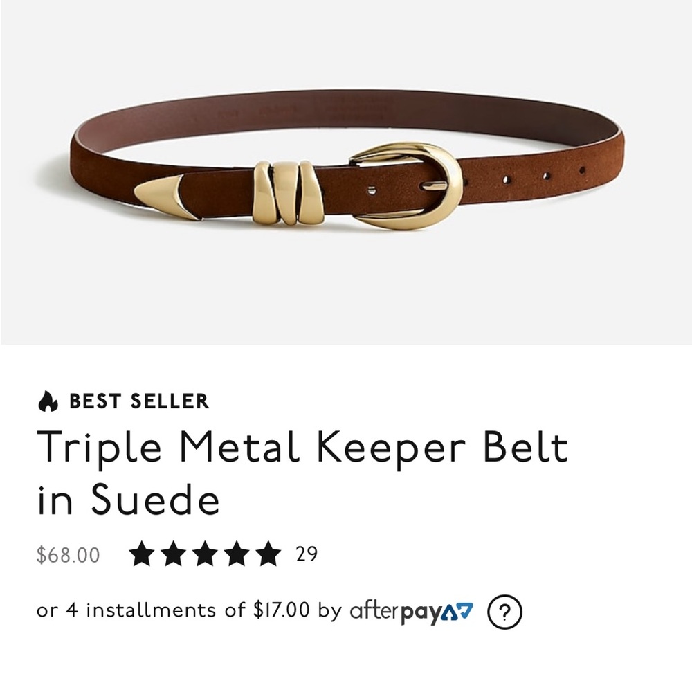 Triple Metal Keeper Suede Belt